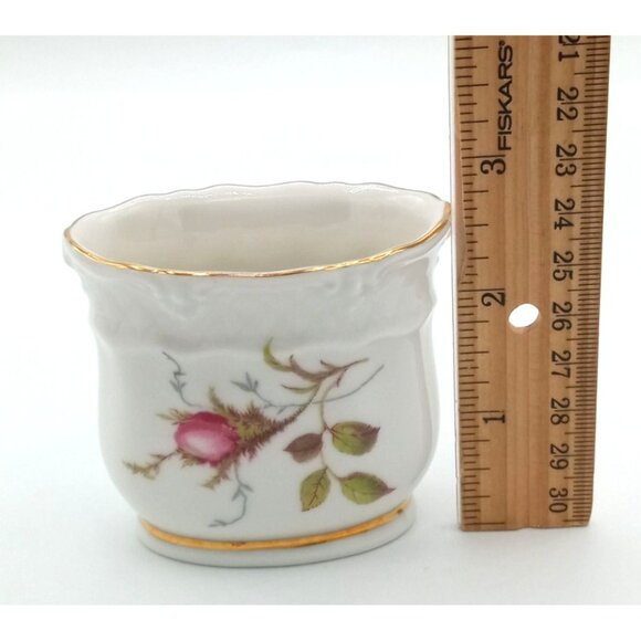 Winterling Germany Cigarette Holder Vanity Dish Gold Trim Rosebud Porcelain - Picture 2 of 15